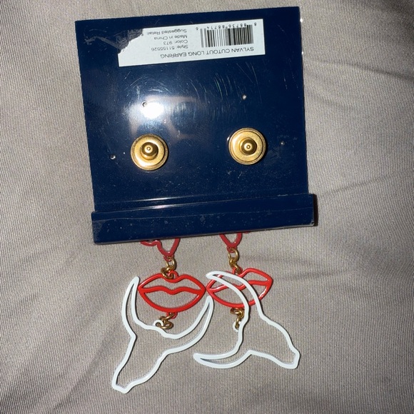 Tory Burch Red and White Statement Earrings - Picture 3 of 3